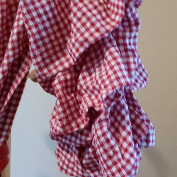 Zara gingham off the shoulder ruffle dress size xs - Picture 4 of 5